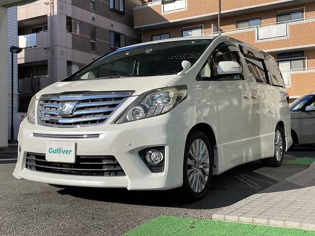 トヨタ アルファード 350S Cパッケージ 高知県 2012(平24)年 9.2万km ホワイトパールクリスタルシャイン サンルーフ/純正ナビ/・フルセグTV/・Bluetooth/・CD/純正フリップダウンモニター/両側電動スライド/バックモニター/パワーバックドア/クルーズコントロール/プッシュスタート/コーナーセンサー/オートライト/黒レザー/・パワーシート/・シートヒーター