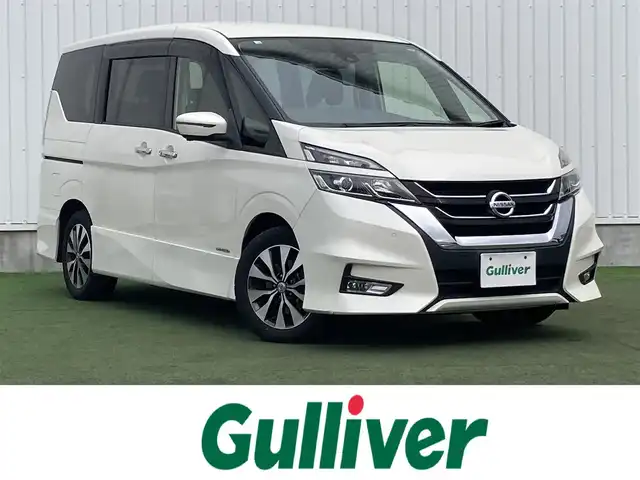 日産 セレナ ハイウェイスターVセレクションⅡ 香川県 2018(平30)年 6万km ブリリアントホワイトパール 登録時走行距離：59513km/メーカー純正9型SDナビ/　CD DVD BT MSV フルセグTV/全方位カメラ/純正フリップダウンモニター/デジタルインナーミラー/純正ドライブレコーダー/ビルトインETC/両側パワースライドドア/エマージェンシーブレーキ/レーンキープアシスト/レーダークルーズコントロール/クリアランスソナー/パーキングアシスト/LEDヘッドライト/オートライト/フォグランプ/アイドリングストップ/横滑り防止装置/オートホールド機能付き電子パーキングブレーキ/ロールサンシェード/ISOFIX/革巻きステアリング/ステアリングスイッチ/プッシュスタート/スマートキー/スペアキー