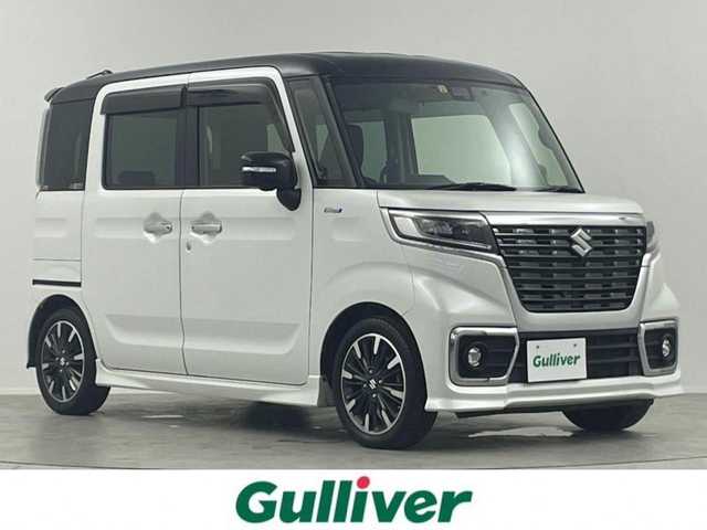 スズキ スペーシア カスタム HYBRID XS ターボ 埼玉県 2018(平30)年 6.6万km ピュアホワイトパール/ブラック2トーン ８型ナビ　全方位カメラ　パノラマビュー　側電動　衝突軽減　前方ドラレコ　前シートヒーター　クルコン　ＬＥＤヘッドライト　ビルトインＥＴＣ　パドルシフト　ＢＴ　ＣＤ　ＤＶＤ　リアサーキュレーター