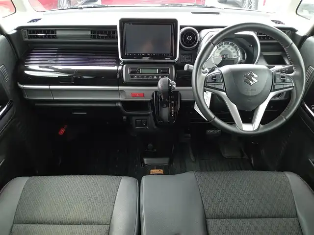 スズキ スペーシア カスタム HYBRID XS ターボ 福井県 2018(平30)年 6.6万km ピュアホワイトパール/ブラック2トーン 衝突被害軽減システム/８型ナビ（CN-RZ83）/・（フルセグTV/CD/DVD/Bluetooth）/全方位カメラ　/両側パワースライド　/前方ドライブレコーダー/前席シートヒーター/クルーズコントロール/ＬＥＤヘッドライト　/ビルトインＥＴＣ/パドルシフト/リアサーキュレーター
