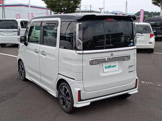 スズキ スペーシア カスタム HYBRID XS ターボ 福井県 2018(平30)年 6.6万km ピュアホワイトパール/ブラック2トーン 衝突被害軽減システム/８型ナビ（CN-RZ83）/・（フルセグTV/CD/DVD/Bluetooth）/全方位カメラ　/両側パワースライド　/前方ドライブレコーダー/前席シートヒーター/クルーズコントロール/ＬＥＤヘッドライト　/ビルトインＥＴＣ/パドルシフト/リアサーキュレーター