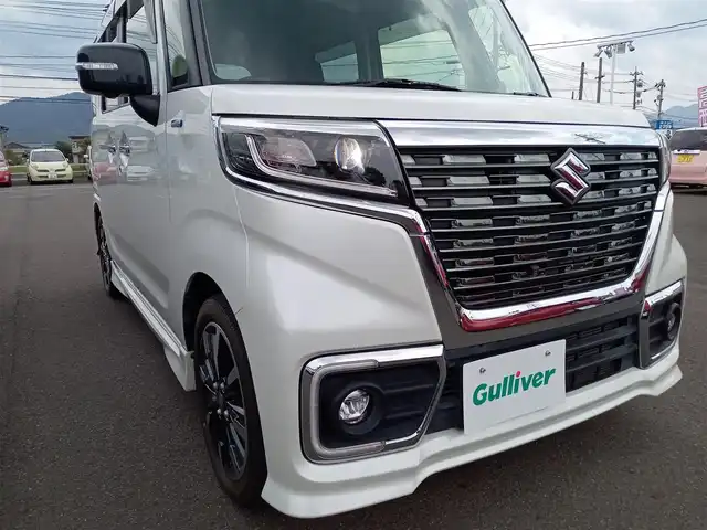 スズキ スペーシア カスタム HYBRID XS ターボ 福井県 2018(平30)年 6.6万km ピュアホワイトパール/ブラック2トーン 衝突被害軽減システム/８型ナビ（CN-RZ83）/・（フルセグTV/CD/DVD/Bluetooth）/全方位カメラ　/両側パワースライド　/前方ドライブレコーダー/前席シートヒーター/クルーズコントロール/ＬＥＤヘッドライト　/ビルトインＥＴＣ/パドルシフト/リアサーキュレーター