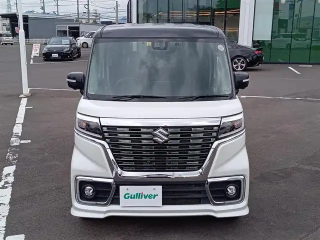 スズキ スペーシア カスタム HYBRID XS ターボ 福井県 2018(平30)年 6.6万km ピュアホワイトパール/ブラック2トーン 衝突被害軽減システム/８型ナビ（CN-RZ83）/・（フルセグTV/CD/DVD/Bluetooth）/全方位カメラ　/両側パワースライド　/前方ドライブレコーダー/前席シートヒーター/クルーズコントロール/ＬＥＤヘッドライト　/ビルトインＥＴＣ/パドルシフト/リアサーキュレーター