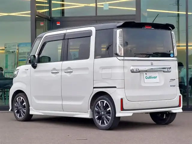 スズキ スペーシア カスタム HYBRID XS 東京都 2020(令2)年 4.6万km ピュアホワイトパール/ブラック2トーン 純正ナビ/フルセグ/全方位カメラ/ヘッドアップディスプレイ/両側パワースライドドア/ドライブレコーダー/シートヒーター/衝突軽減システム/レーンキープアシスト/コーナーセンサー/スマートキー/LEDヘッドライト