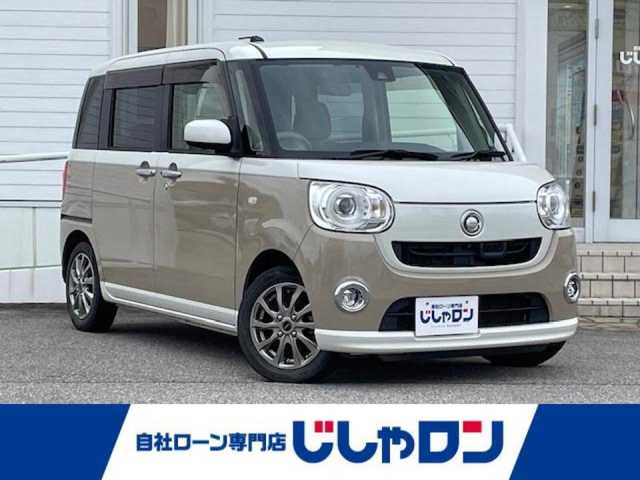 ダイハツ ムーヴ キャンバス G SA Ⅱ 富山県 2016(平28)年 10万km パールホワイトⅢ/ナチュラルベージュマイカメタリック 2トーン (株)IDOMが運営する【じしゃロン富山店】の自社ローン専用車両になります。こちらは現金またはオートローンご利用時の価格です。自社ローンご希望の方は別途その旨お申し付け下さい/SDナビ/FM/AM/CD/DVD/フルセグ/SD/Bluetooth/パノラミックビューカメラ/両側パワースライドドア/ETC/衝突軽減/横滑り防止/バックセンサー/LEDヘッドライト/オートライト/フォグランプ/ドアバイザー/ステアリングリモコン/プッシュスタート/スマートキー/スペアキー１本/取説