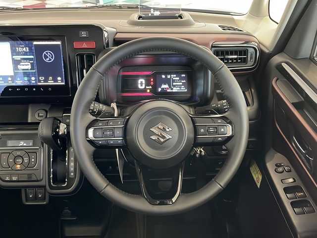 スズキ スペーシア カスタム HYBRID XS ターボ 福井県 2024(令6)年 0.1万km インディゴブルーメタリック 純正9インチメモリーナビ/フルセグTV/全方位モニター/セーフティサポート/・アダプティブクルーズコントロール/・ハイビームアシスト/・ヘッドアップディスプレイ/・デュアルセンサーブレーキサポート/・低速時ブレーキサポート/・車線維持支援機能/・標識認識機能/・発進お知らせ機能/ステアリングヒーター/シートヒーター/パワースライドドア/オートライト/LEDヘッドライト/純正15インチアルミホイール/MTモード付AT/純正フロアマット