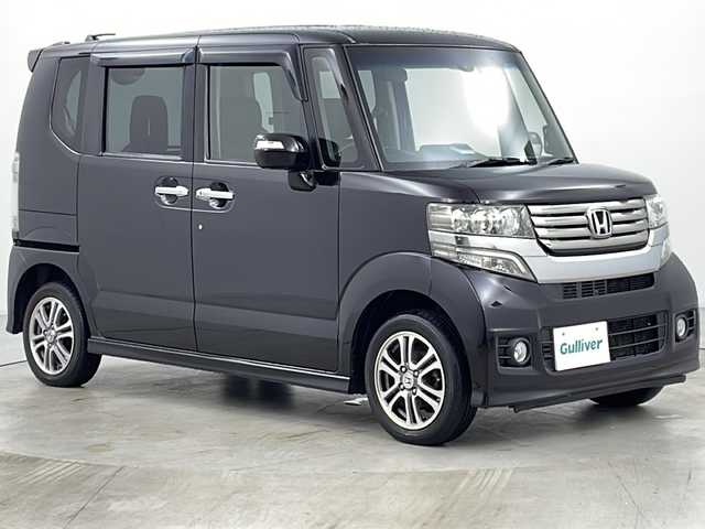 ホンダ Ｎ ＢＯＸ ＋ カスタム G Aパッケージ 道央・札幌 2014(平26)年 5.1万km プレミアムゴールドパープルパール ・4WD/・純正ナビ（CD＆DVD＆TV＆BT）/・バックカメラ/・片側パワースライドドア/・ドアミラーヒーター/・ETC/・社外エンジンスターター/・社外レーダー/・HIDヘッドライト/・オートライト/・純正AW14インチ/・スマートキー/・スペアキー