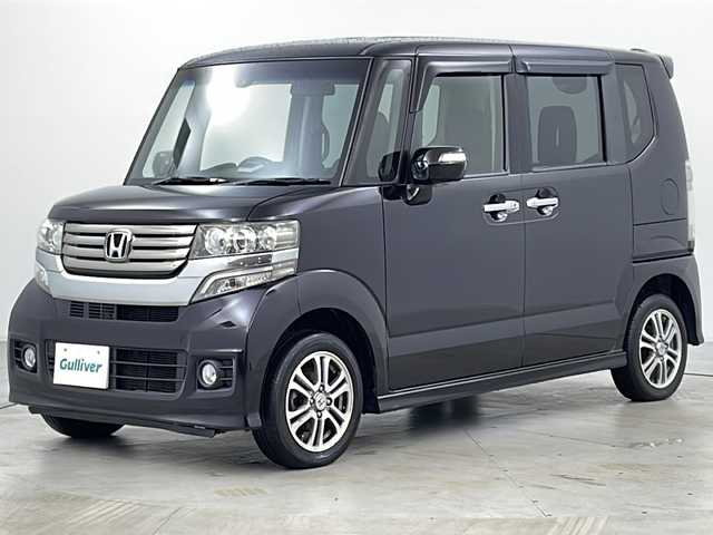 ホンダ Ｎ ＢＯＸ ＋ カスタム G Aパッケージ 道央・札幌 2014(平26)年 5.1万km プレミアムゴールドパープルパール ・4WD/・純正ナビ（CD＆DVD＆TV＆BT）/・バックカメラ/・片側パワースライドドア/・ドアミラーヒーター/・ETC/・社外エンジンスターター/・社外レーダー/・HIDヘッドライト/・オートライト/・純正AW14インチ/・スマートキー/・スペアキー