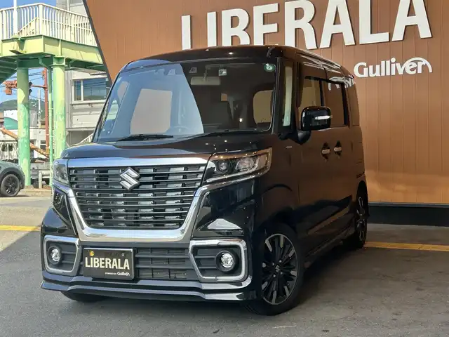 スズキ スペーシア カスタム HYBRID XS 千葉県 2021(令3)年 5.1万km ブルーイッシュブラックパール3 ワンオーナー/社外ナビ/【CD/DVD/BT/フルセグTV】/バックカメラ/クルーズコントロール(追従走行有り)/衝突被害軽減ブレーキ/車線逸脱警報/横滑り防止/両側パワースライドドア/ハーフレザーシート/運転席シートヒーター/コーナー、バックセンサー/ETC/ドライブレコーダー/オートライト/純正LEDライト/フォグランプ/スマートキー/プッシュスタート/アイドリングストップ/純正アルミホイール 15インチ/ドアバイザー/純正フロアマット/スペアキー×1【スマートキー】/新車時整備手帳（保証書）/取扱説明書/記録簿有