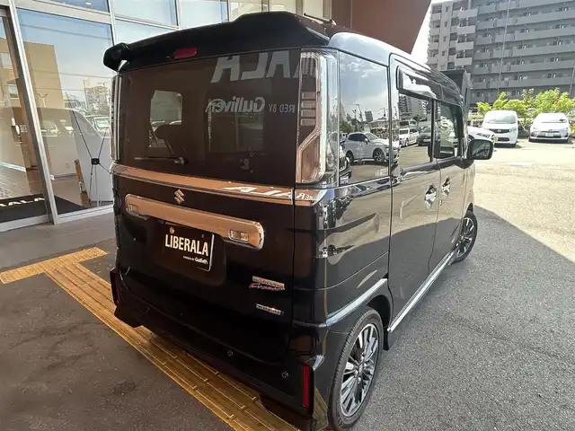 スズキ スペーシア カスタム HYBRID XS 千葉県 2021(令3)年 5.1万km ブルーイッシュブラックパール3 ワンオーナー/社外ナビ/【CD/DVD/BT/フルセグTV】/バックカメラ/クルーズコントロール(追従走行有り)/衝突被害軽減ブレーキ/車線逸脱警報/横滑り防止/両側パワースライドドア/ハーフレザーシート/運転席シートヒーター/コーナー、バックセンサー/ETC/ドライブレコーダー/オートライト/純正LEDライト/フォグランプ/スマートキー/プッシュスタート/アイドリングストップ/純正アルミホイール 15インチ/ドアバイザー/純正フロアマット/スペアキー×1【スマートキー】/新車時整備手帳（保証書）/取扱説明書/記録簿有