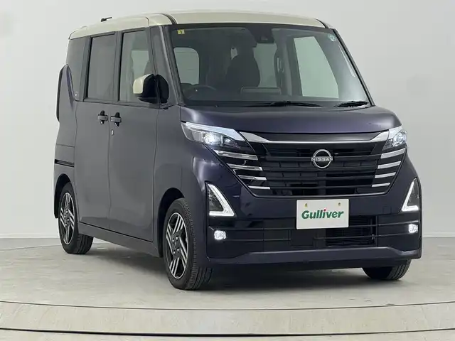 日産 ルークス HWS X プロパイロットED 熊本県 2023(令5)年 0.3万km パープルⅡ 禁煙車/エマージェンシーブレーキ/純正9型ナビTV/（HDMI/Bluetooth/FMAM/フルセグTV)/純正ドライブレコーダー（フロント/車内）/純正LEDオートライト/純正LEDフォグ/純正14インチアルミ/純正フロアマット/ハンズフリー両側電動スライドドア/プロパイロット/アラウンドビューモニター/クリアランスソナー/電子パーキング/オートホールド/デジタルインナーミラー/ウインカードアミラー/オートエアコン/ルーフサーキュレーター（プラズマクラスター）/インテリジェントキー/プッシュエンジンスタート/新車時保証書/取扱い説明書