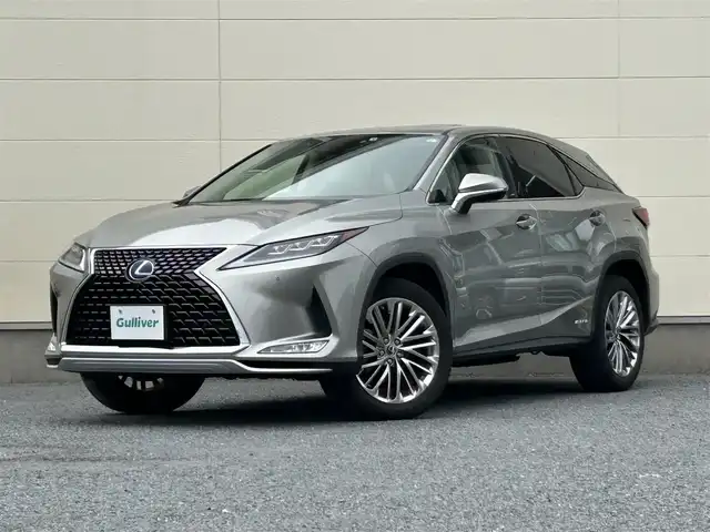 レクサス ＲＸ 450h バージョンL 茨城県 2022(令4)年 3.8万km ソニックチタニウム 保証書/取扱説明書/純正メーカーオプションナビ/サンルーフ/パノラマビューモニター/前後ドライブレコーダー（SD無）/前後コーナーセンサー/ビルトインETC2.0/三眼LEDヘッドライト/電動リヤゲート/フルセグテレビ/追従型クルーズコントロール/全席パワーシート/ヘッドアップディスプレイ