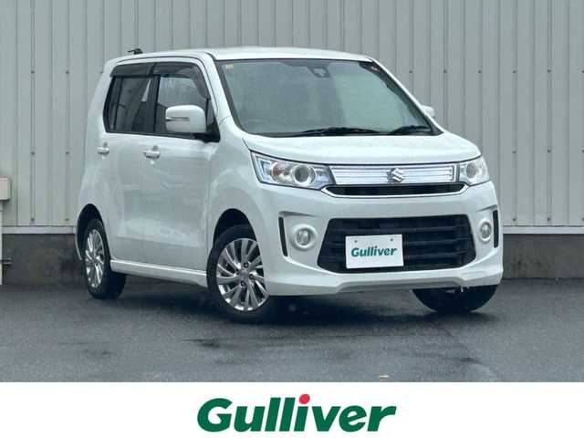 スズキ ワゴンＲ スティングレー X 山形県 2014(平26)年 5.5万km クリスタルホワイトP ４WD/衝突被害軽減/SDナビ/　　【CD　フルセグ　USB　】/HIDオートライト/シートヒーター/純正14インチアルミホイール/アイドリングストップ/フロアマット/電動格納ミラー/ステアリングスイッチ/スマートキー