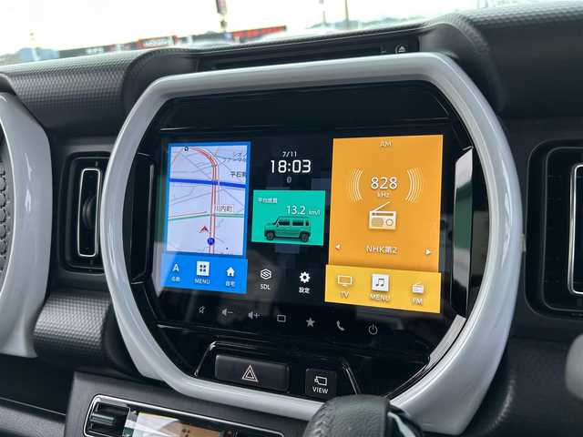 スズキ ハスラー HYBRID X 徳島県 2020(令2)年 0.6万km フェニックスレッドパール/ガンメタリック2トーンルーフ メーカー9インチナビ/　AM/FM/BT/フルセグ/USB/iPod/DISC/カープレイ/ドライブレコーダー　ZDR016/バックカメラ/全方位カメラ/ETC/コーナーセンサー/全方向モニター/クリアランスソナー/純正ドアバイザー/シートヒーター/スペアキー/アイドリングストップ/純正フロアマット