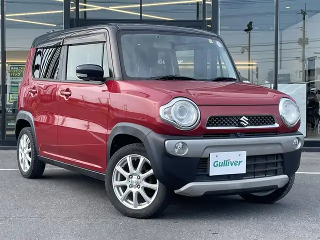 スズキ ハスラー X 茨城県 2018(平30)年 4.7万km フェニックスレッドパール/ブルーイッシュブラックパール 純正ナビ（DISC/SD/iPod/TV/USB/FM/AM/Bluetooth接続）/アイドリングストップ/ETC/全方位カメラ/純正フロアマット/シートヒーター/社外15インチアルミ/サマータイヤ付/ステアリングリモコン/グリップコントロール/ダウンヒルアシスト/ドアバイザー/横滑り防止装置/LEDヘッドライト/レーンキープアシスト/オートライト