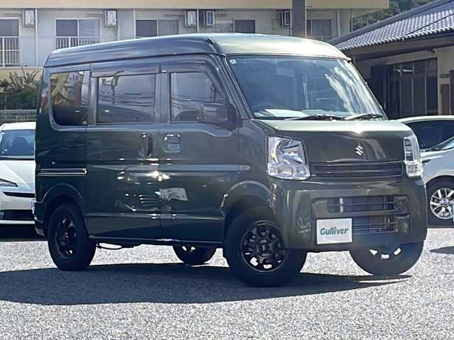 スズキ エブリイ JOINターボ 大阪府 2021(令3)年 1.1万km クールカーキPM ワンオーナー/4WD、5F/ハイルーフ/社外AW/社外SDナビ/　CD.DVD.BT.フルセグTV/ドラレコ/ETC/保証書.取説/純正フロアマット