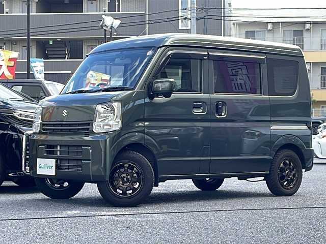 スズキ エブリイ JOINターボ 大阪府 2021(令3)年 1.1万km クールカーキPM ワンオーナー/4WD、5F/ハイルーフ/社外AW/社外SDナビ/　CD.DVD.BT.フルセグTV/ドラレコ/ETC/保証書.取説/純正フロアマット