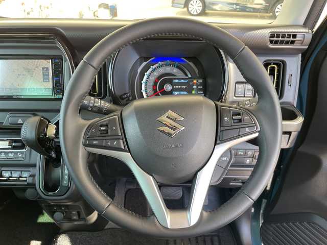 スズキ ハスラー HYBRID X 愛知県 2024(令6)年 1.1万km デニムブルー ガンメタリック 2トーン SDナビ/レーダークルーズコントロール/シートヒーター/バックカメラ/コーナーセンサー/４WD/LEDヘッドライト/衝突軽減システム/ETC/ステアリングスイッチ/スマートキー/プッシュスタート