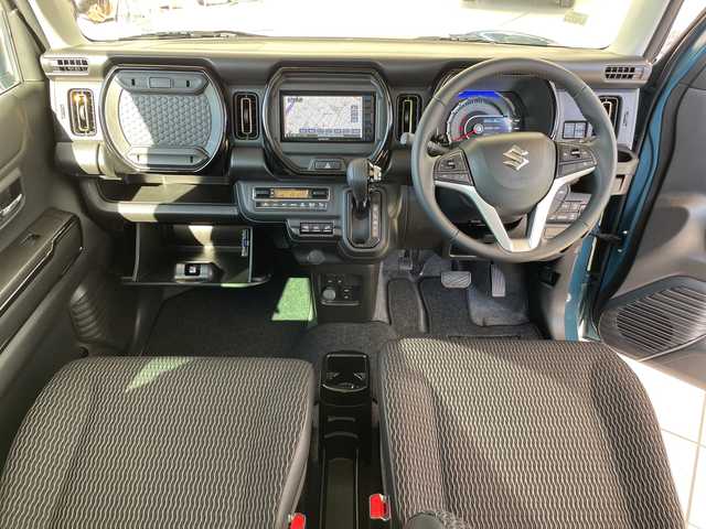 スズキ ハスラー HYBRID X 愛知県 2024(令6)年 1.1万km デニムブルー ガンメタリック 2トーン SDナビ/レーダークルーズコントロール/シートヒーター/バックカメラ/コーナーセンサー/４WD/LEDヘッドライト/衝突軽減システム/ETC/ステアリングスイッチ/スマートキー/プッシュスタート