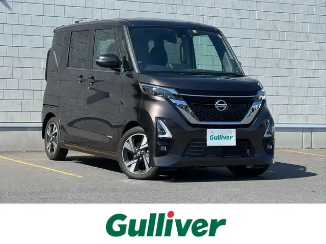 日産 ルークス HWS Gターボ プロパイロットED 茨城県 2021(令3)年 1.7万km アッシュブラウンM エマージェンシーブレーキ/プロパイロット/純正ナビ/　　CD/DVD/BT/フルセグ/SD/アラウンドビューモニター/両側パワースライドドア/インテリジェントクルーズコントロール/LEDオートライト/オートハイビーム/純正15インチアルミホイール/電子パーキングブレーキ/ブレーキホールド/後席サーキュレーター/快適パックA/ステアリングスイッチ/アイドリングストップ/スマートキー/ETC