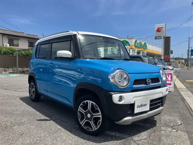 マツダ フレア クロスオーバー XS 広島県 2015(平27)年 6.2万km 青／白 レーダーブレーキサポート/社外ナビ/バックカメラ/フルセグTV/Bluetooth/HIDヘッドライト/オートライト/運転席シートヒーター/ルーフレール/ETC/純正15インチアルミ