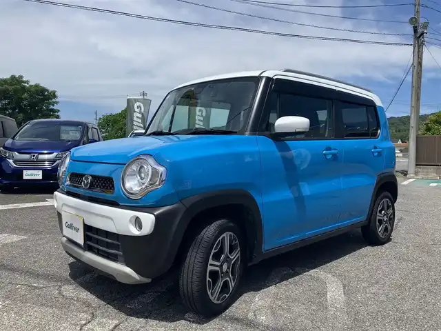 マツダ フレア クロスオーバー XS 広島県 2015(平27)年 6.2万km 青／白 レーダーブレーキサポート/社外ナビ/バックカメラ/フルセグTV/Bluetooth/HIDヘッドライト/オートライト/運転席シートヒーター/ルーフレール/ETC/純正15インチアルミ