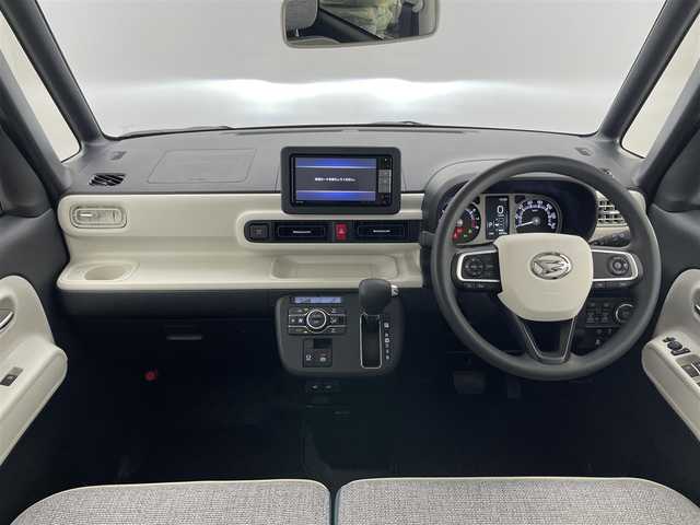 ダイハツ ムーヴ キャンバス ストライプス G ターボ 愛知県 2024(令6)年 0.1万km シャイニングホワイトパール/サンドベージュメタリック 純正ナビ　フルセグＴＶ　Ｂｌｕｅｔｏｏｔｈ　バックカメラ　スマートアシスト３　両側電動スライドドア　保温機能ホルダー　シートヒーター　追従クルコン　衝突軽減　アイドリングストップ　スマートキー　禁煙車