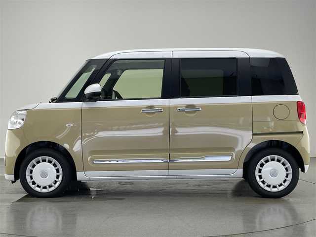 ダイハツ ムーヴ キャンバス ストライプス G ターボ 愛知県 2024(令6)年 0.1万km シャイニングホワイトパール/サンドベージュメタリック 純正ナビ　フルセグＴＶ　Ｂｌｕｅｔｏｏｔｈ　バックカメラ　スマートアシスト３　両側電動スライドドア　保温機能ホルダー　シートヒーター　追従クルコン　衝突軽減　アイドリングストップ　スマートキー　禁煙車