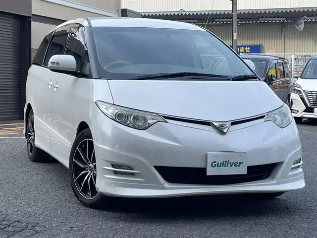 トヨタ エスティマ アエラス Gパッケージ 千葉県 2007(平19)年 11.8万km ホワイトパールクリスタルシャイン 社外ナビ(AM/FM/フルセグ/BT/DVD/CD)/クルーズコントロール/前方ドライブレコーダー(カロッツェリア)/両側パワースライドドア/TRDフロントリップ/社外ホイール(G/SPEED)/HIDヘッドライト/オートライト/社外車内灯(LED)/純正フロアマット