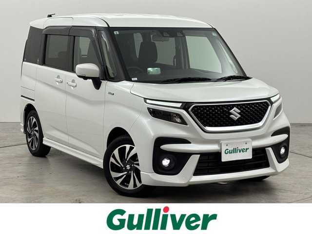 スズキ ソリオ バンディット HV MV 福岡県 2021(令3)年 4.8万km ピュアホワイトP 純正９インチナビ　/ＥＴＣ　/全方位カメラ　/両側パワースライドドア　/レーダークルーズコントロール　/衝突軽減被害システム　/レーンキープ　/クリアランスソナー　/ヘッドアップディスプレイ　/シートヒーター　/ＬＥＤ