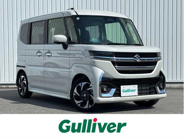 スズキ スペーシア カスタム HYBRID XS ターボ 滋賀県 2024(令6)年 0.1万km ピュアホワイトP 9インチメーカーOPナビ/(Bluetooth/フルセグ/AppelCarplay)/スズキセーフティーサポート/・アダプティブクルーズコントロール/・全方位カメラ/・レーンキープアシスト/・誤発進抑制機能/衝突軽減ブレーキ/標識認識/ヘッドアップディスプレイ/両側電動スライドドア/LEDオートライト/オートハイビーム/フォグ/ハーフレザーシート/シートヒーター/ステアリングヒーター/パドルシフト/電動パーキング/ブレーキホールド/USB