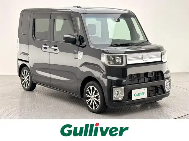 ダイハツ ウェイク G ターボ SA Ⅱ 兵庫県 2016(平28)年 5.4万km ブラックマイカメタリック 衝突軽減ブレーキ/レーンキープアシスト/アイドリングストップ/社外7型ナビゲーション【MDV-L405W】/AM FM CD DVD Bluetooth/ワンセグTV/USB/両側パワースライドドア/革巻きステアリング/ステアリングリモコン/社外フロアマット/純正14インチアルミホイール/LEDヘッドライト/オートライト/プッシュスタート/スマートキー/ドアバイザー