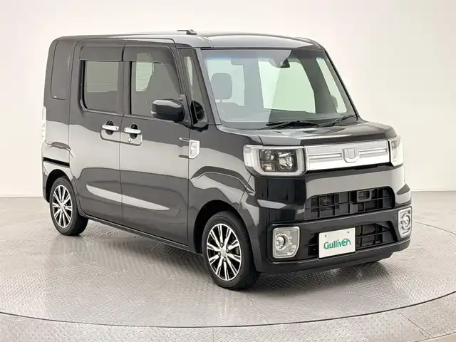 ダイハツ ウェイク G ターボ SA Ⅱ 兵庫県 2016(平28)年 5.4万km ブラックマイカメタリック 衝突軽減ブレーキ/レーンキープアシスト/アイドリングストップ/社外7型ナビゲーション【MDV-L405W】/AM FM CD DVD Bluetooth/ワンセグTV/USB/両側パワースライドドア/革巻きステアリング/ステアリングリモコン/社外フロアマット/純正14インチアルミホイール/LEDヘッドライト/オートライト/プッシュスタート/スマートキー/ドアバイザー