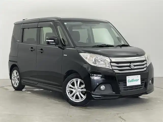 スズキ ソリオ HV MZ 富山県 2016(平28)年 4.8万km スーパーブラックパール 社外ナビ（AM/FM/CD/DVD/BT/SD）/フルセグTV/バックカメラ/デュアルカメラブレーキサポート/クルーズコントロール/レーンキープアシスト/ドライブレコーダー/両側パワースライドドア/ETC/D席シートヒーター/横滑り防止装置/アイドリングストップ/プッシュスタート/スマートキー/スペアキー/HIDヘッドライト/フォグランプ/オートライト/純正フロアマット