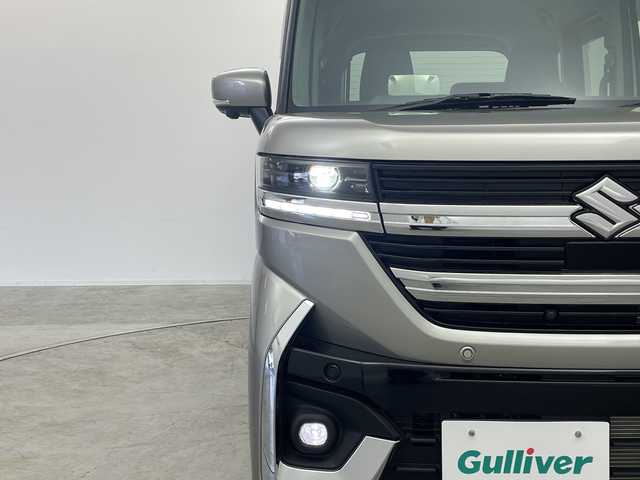 スズキ スペーシア カスタム HYBRID XS 群馬県 2025(令7)年 0.1万km未満 スチールシルバーM 届出済未使用車　純正９型ナビ　フルセグＴＶ　全周囲カメラ　両側電動スライドドア　衝突被害軽減ブレーキ　レーンアシスト　ヘッドアップディスプレイ　オートハイビーム　ＬＥＤヘッドライト　ＥＴＣ　禁煙車