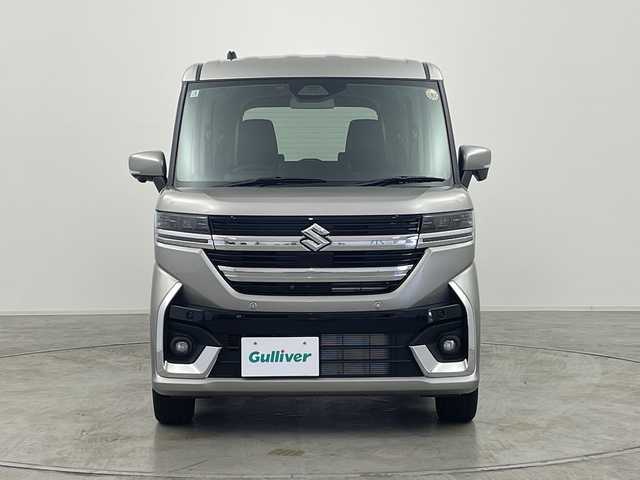 スズキ スペーシア カスタム HYBRID XS 群馬県 2025(令7)年 0.1万km未満 スチールシルバーM 届出済未使用車　純正９型ナビ　フルセグＴＶ　全周囲カメラ　両側電動スライドドア　衝突被害軽減ブレーキ　レーンアシスト　ヘッドアップディスプレイ　オートハイビーム　ＬＥＤヘッドライト　ＥＴＣ　禁煙車