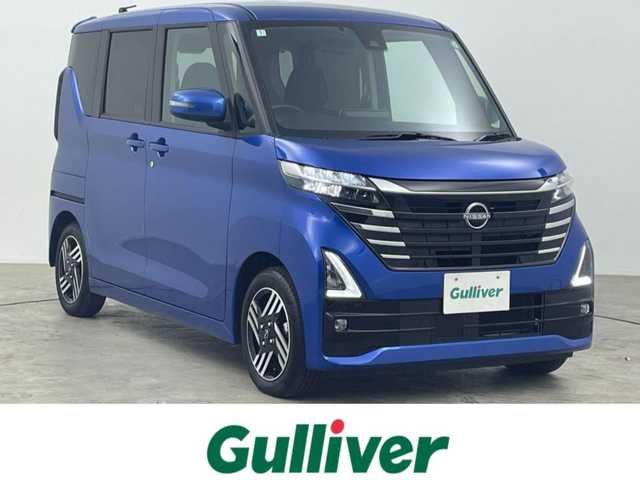 日産 ルークス ハイウェイスター X 大分県 2024(令6)年 0.2万km オーシャンブルーP エマージェンシーブレーキ/車線逸脱警報/インテリジェントルームミラー/アラウンドビューモニター/純正9型ナビ　型式：MM223D-L/【フルセグTV、AM/FM、BT対応】/ステアリングスイッチ/両側電動スライドドア/サーキュレーター/ETC/アイドリングストップ/横滑り防止装置/電動格納ミラー/純正フロアマット/オートライト/LEDヘッドライト/フォグランプ/純正14インチアルミホイール/コーナーセンサー