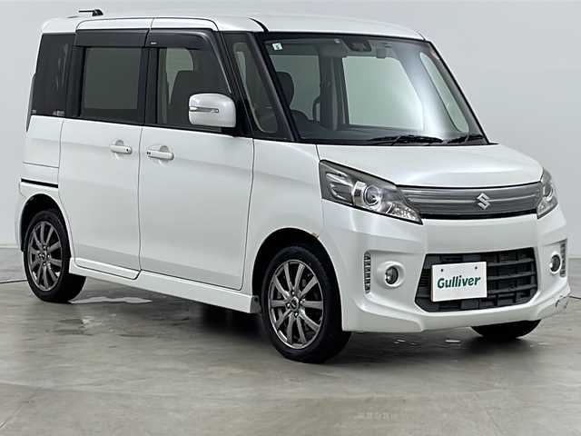スズキ スペーシア カスタム XS リミテッド 道央・札幌 2015(平27)年 3.9万km クリスタルホワイトP ・4WD/・寒冷地仕様/・純正ナビ&CD&AUX&ワンセグ/・両側パワースライドドア/・衝突軽減ブレーキ/・前席シートヒーター/・ドアミラーヒーター/・ステアリングスイッチ/・ベンチシート/・HIDヘッドライト/・フォグランプ/・社外AW付スタッドレス積載