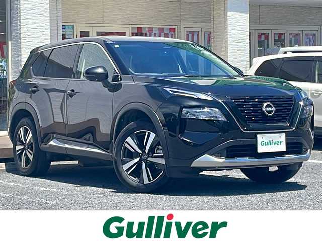 日産 エクストレイル G e－4ORCE 千葉県 2024(令6)年 0.6万km ダイヤモンドブラック ナビ 全方位カメラ 黒革 プロパイロット 全席シートヒーター パワーシート 置くだけ充電 パーキングアシスト 電動リアドア AC1500Wコンセント ETC USB BT タイプC 19AW LED