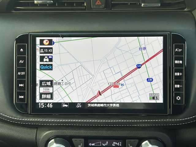 日産 キックス X 茨城県 2021(令3)年 6.4万km ダークブルー 純正メモリナビ/(地デジTV・CD・DVD・BT・ラジオ再生)/レーダークルーズコントロール/レーンアシスト/衝突軽減ブレーキ/コーナーセンサー/ハーフレザーシート/シートヒーター/アラウンドビューモニター/ビルトインETC/オートライト/LEDヘッドライト/純正17inアルミホイール/スマートキー/アイドリングストップ