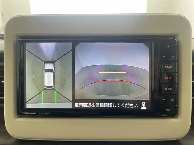 スズキ ラパン モード 大分県 2021(令3)年 1.4万km フォーンベージュメタリック/ホワイト2トーンルーフ 純正ディーラーナビ/・Bluetooth・フルセグTV・AM・FM・DISC/バックカメラ/全方位カメラ/純正フロアマット/ドライブレコーダー/横滑り防止装置/車線逸脱防止システム/衝突軽減ブレーキ/オートライト/リアコーナーセンサー/革巻きステアリング/テレビキャンセラー/ステアリングリモコン/パワーウィンドウ/パワーステアリング/電動格納ミラー