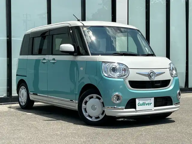 ダイハツ ムーヴ キャンバス G メイクアッフ SA Ⅱ 大阪府 2017(平29)年 6.3万km パールホワイトⅢ/ファインミントメタリック 2トーン 純正８インチナビ　/   フルセグTV/CD/DVD/Bluetooth/USB/全方位モニター　/衝突軽減ブレーキ/横滑り防止装置　/リアコーナーセンサー　/両側パワースライドドア　/アイドリングストップ　/純正フロアマット　/プッシュスタート　/スマートキー　/ＥＴＣ　/ＬＥＤ/禁煙車