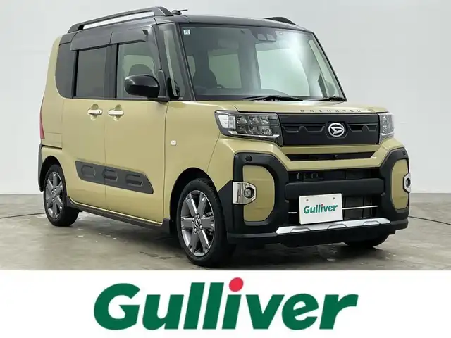ダイハツ タント ファンクロスターボ 岡山県 2023(令5)年 1万km ブラックマイカメタリック/サンドベージュメタリック 純正ナビ（NMZN-W73D）/・FM/AM/Bluetooth/フルセグ/CD/DVD/全周囲カメラ/シートヒーター/両側パワースライドドア/ドライブレコーダー/ビルトインETC/スマートアシスト/・衝突回避支援/・認識支援/・運転負荷軽減/・BSM/オートブレーキホールド/純正LEDヘッドライト/フォグライト