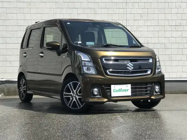 スズキ ワゴンＲ スティングレー HYBRID T 富山県 2017(平29)年 6.6万km ブレイブカーキP 純正ナビ/フルセグTV/Bluetooth/全周囲カメラ/衝突被害軽減ブレーキ/レーンキープアシスト/クルーズコントロール/ヘッドアップディスプレイ/プッシュスタート/スマートキー/シートヒーター/LEDヘッドライト/オートライト/ETC