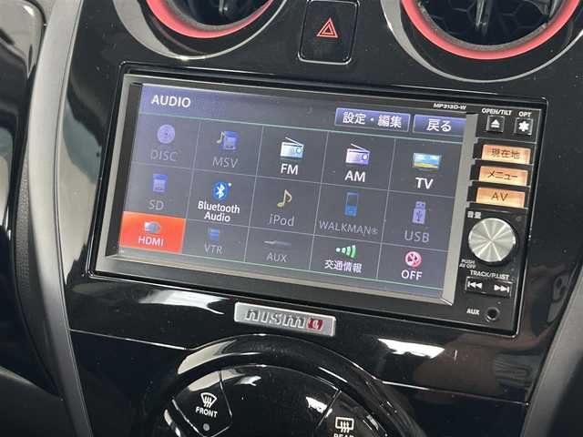 日産 ノート ニスモ 岐阜県 2015(平27)年 6万km スーパーブラック 純正ＳＤナビ（フルセグTV・Ｂｌｕｅｔｏｏｔｈ・ＣＤ・ＵＳＢ）　/バックカメラ　/横滑り防止装置/革巻きステアリング/ＬＥＤヘッドライト　/デイライト/リアフォグランプ　/ＥＴＣ　/アイドリングストップ　/nismo専用シート/純正フロアマット　/純正１６インチアルミホイール　/ドアバイザー/オートライト/スマートキー×２/プッシュスタート