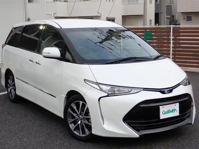 トヨタ エスティマ アエラス プレミアム 千葉県 2017(平29)年 10.2万km ホワイトパールクリスタルシャイン 純正ナビゲーション/・Bluetooth/CD/DVD/AM/FM/フルセグTV/バックカメラ/ビルトイン2.0ETC/両側パワースライドドア/前後ドライブレコーダー/クルーズコントロール/Toyota Safety Sense C/・プリクラッシュセーフティシステム/・レーンディパーチャーアラート/・オートマチックハイビーム/・先行車発進告知機能/クルーズコントロール/クリアランスソナー/プッシュスタート/スマートキー2本/LEDヘッドライト/オートライト/パワーシート/ハーフレザーシート/2列目オットマン/ステアリングスイッチ/ウィンカーミラー/電動格納ミラー/純正18インチAW/純正フロアマット/取扱説明書/保証書/ナビ取扱説明書