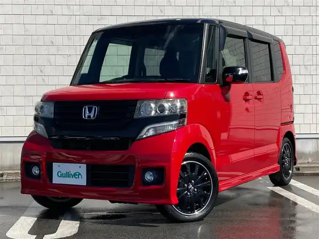 ホンダ Ｎ ＢＯＸ 2トーン カスタム G ターボAパッケージ 静岡県 2014(平26)年 7.5万km ミラノレッド シティブレーキアクティブシステム/ギャザースエントリーナビ（VXM-145C）/   AM FM CD SD USB/バックカメラ/ETC/両側パワースライドア/あんしんパッケージ/クルーズコントロール/HIDヘッドライト/オートライト/LEDルームランプ/アイドリングストップ/パドルシフト/ステアリングスイッチ/ベンチシート/ブラックホイール/スマートキー/2トーンカラースタイル