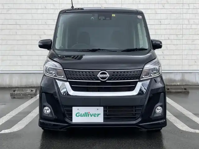 日産 デイズ ルークス ハイウェイスター Gターボ 静岡県 2018(平30)年 7.5万km ブラック 純正7インチナビ(MP314D-W)/　AM FM CD DVD Bluetooth USB AUX SD/前方ドライブレコーダー/LEDオートヘッドライト/クルーズコントロール/革巻きステアリング/ステアリングスイッチ/スマートキー2本/プッシュスタート/オートハイビーム/エマージェンシーブレーキ/フルセグTV/アラウンドビューモニター/両側パワースライドドア