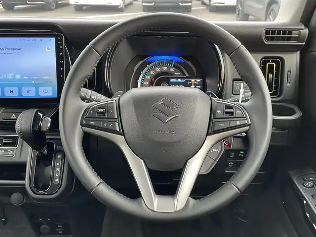 スズキ ハスラー HYBRID X ターボ 東京都 2024(令6)年 0.1千km デニムブルー ガンメタリック 2トーン １０型ディスプレイオーディオ　/追従クルコン　/前席シートヒーター　/ＬＥＤヘッド　/コーナーセンサー　/パドルシフト　/Ｂｌｕｅｔｏｏｔｈ　/衝突被害軽減　/オートライト　/オートマチックハイビーム　/スマートキー