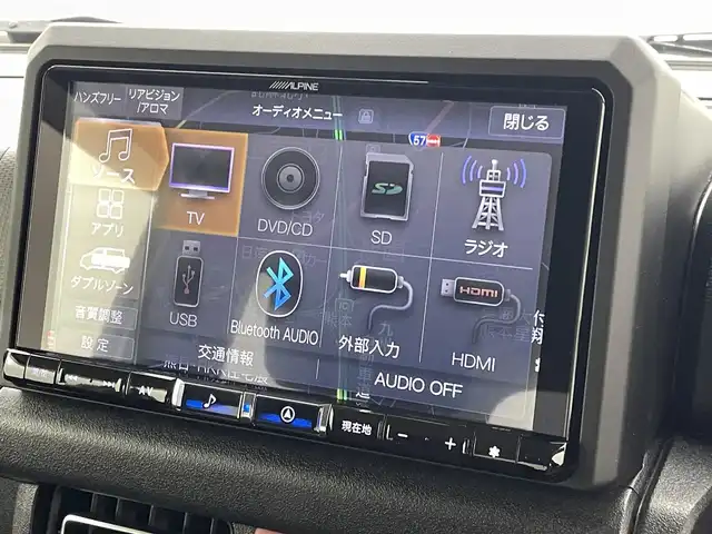 スズキ ジムニー XC 熊本県 2023(令5)年 1.7万km クリアベージュメタリック ４WD/アルパイン9インチナビX9NXL（ＣＤ・ＤＶＤ・フルセグ・ＢＴ）/バックカメラ　/ビルトインＥＴＣ　/アルパインミラー型前後ドライブレコーダー　/クルーズコントロール　/前席シートヒーター　/前のみクリアランスソナー　/衝突軽減ブレーキ　/レーンキープアシスト/横滑り防止/アイドリングストップ/純正フロアマット/純正16インチAW/オートライト/オートマチックハイビーム/LEDヘッドライト/スマートキー/プッシュスタート/スペアキー1本